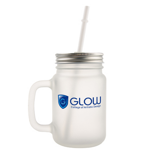 Frosted Glass Mason Jar with handle