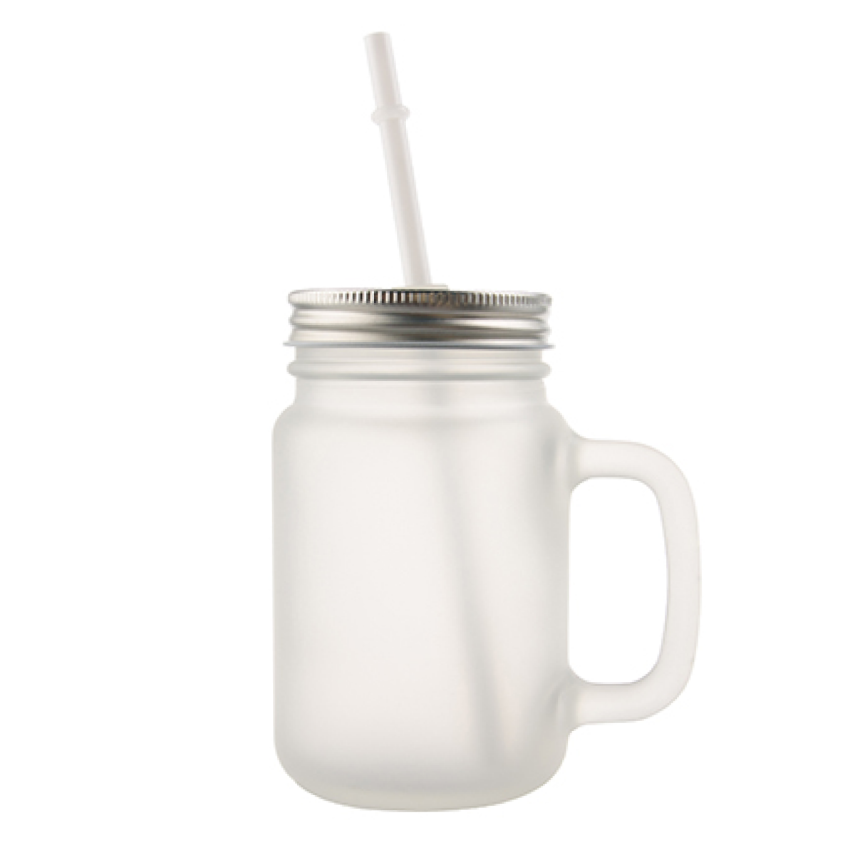 Frosted Glass Mason Jar with handle